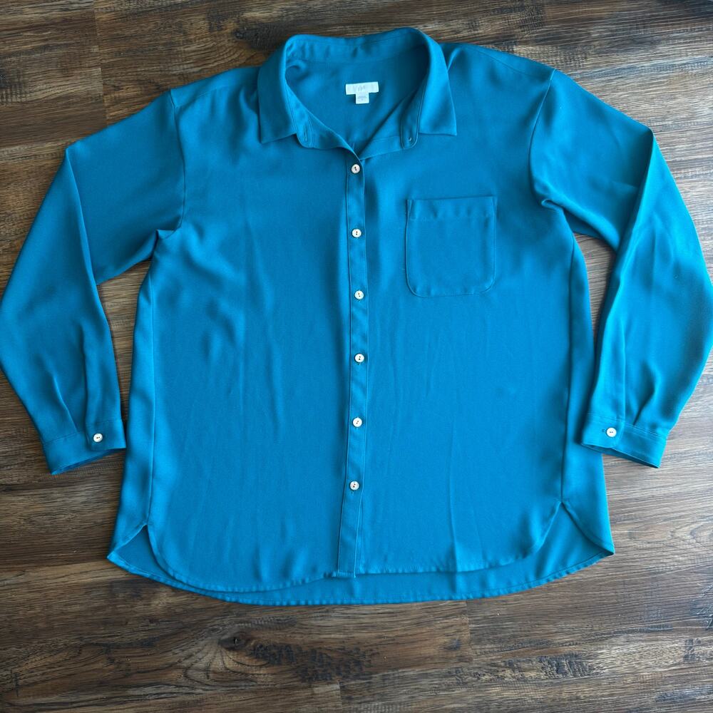 J Jill size medium teal button up blouse